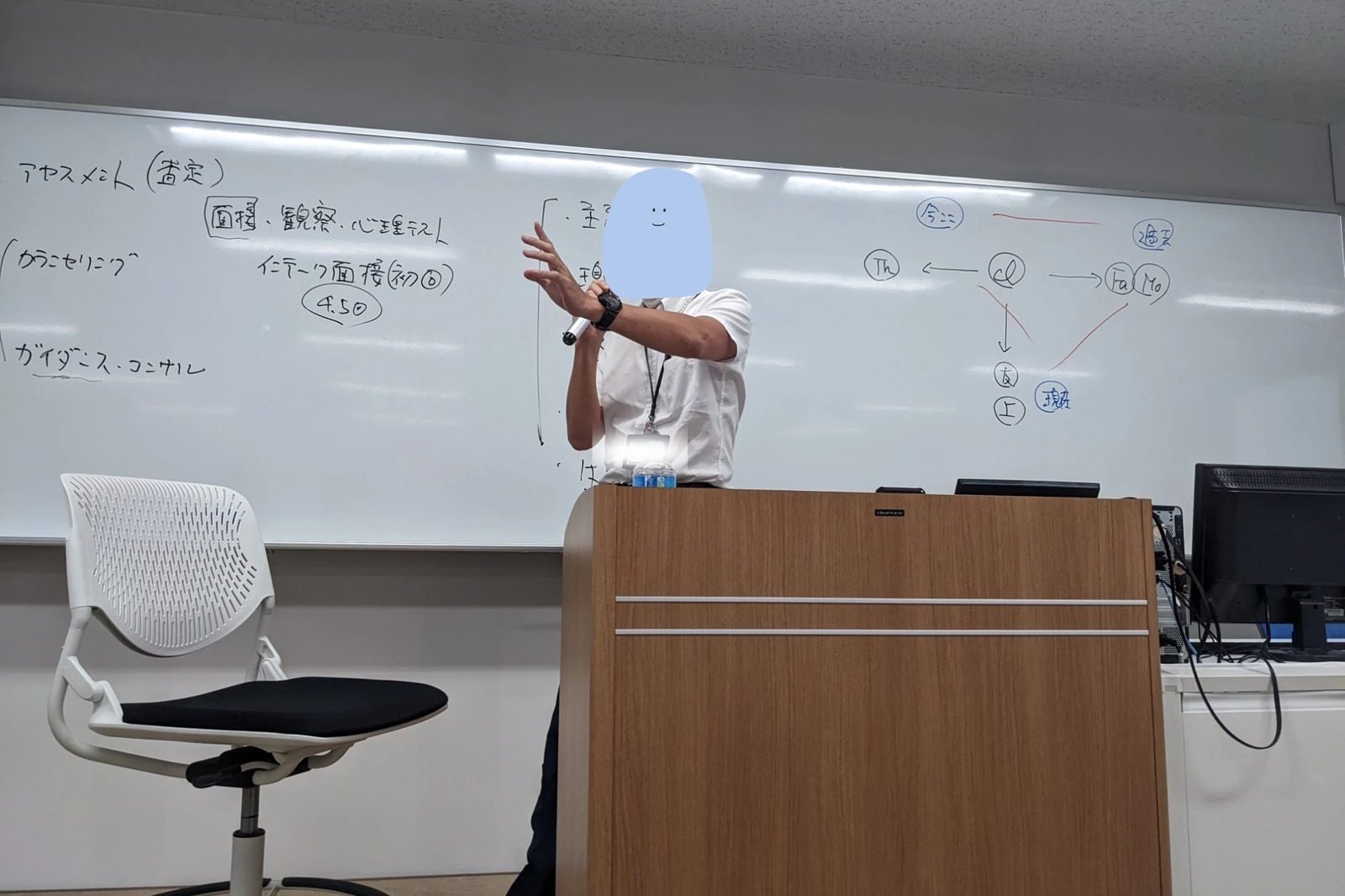 板書をしながらの講義の様子